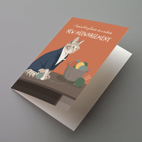 Under New Meownagement Greeting Card